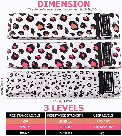 Booty Bands, 3 Levels Hip Bands, Polyester-Cotton and Latex Silk Workout Bands Resistance Bands for Home, Gym, Fitness, Pilates, Yoga (Pack of 3)