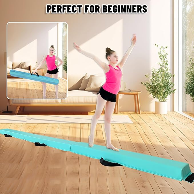 MARFULA 6 FT / 8 FT / 9 FT / 10 FT Folding Gymnastic Balance Beam for Kids with Carry Bag for Home and Club Use