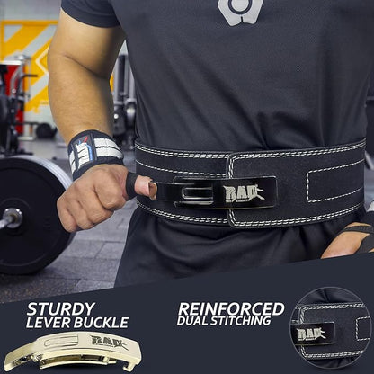 RAD Lever Weight Lifting Gym Belt for Men & Women Size 63 TO107 CM,Thick 10MM & Width 4 Inch Lever Powerlifting Belts for Women Dead Lift Workout Belt Leather Weight Lifting Lever Gym Squat Belt