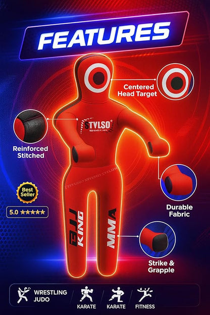 Unfilled Grappling Dummy – Adult Life Size Wrestling & BJJ Training Dummy, MMA Jiu Jitsu Judo Takedown & Throwing Practice, Heavy-Duty Triple-Stitched Canvas Submission Dummy
