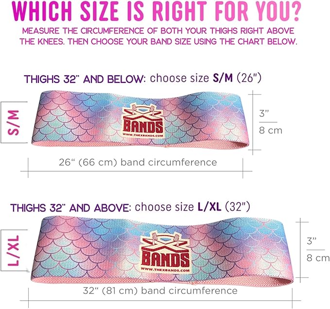 The X Bands Exercise Resistance Bands - Non-Slip Extra Thick Fabric Hip Loop Booty Bands - 20, 30, 40, 50 lb - Fitness Workout for Legs, Butt Training, Stretching, Yoga