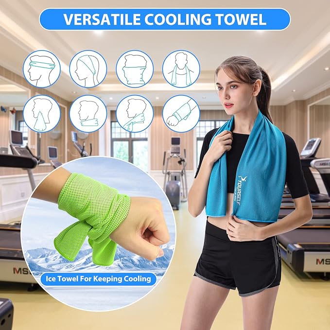 SYOURSELF Cooling Towel, Cooling Towels for Neck,40" x 12"Ice Towel for Instant Cooling Relief, Soft Breathable Chilly Towel, Perfect Yoga, Golf, Sports, Gym, Workout, Athletes Towel (1PC-Green)