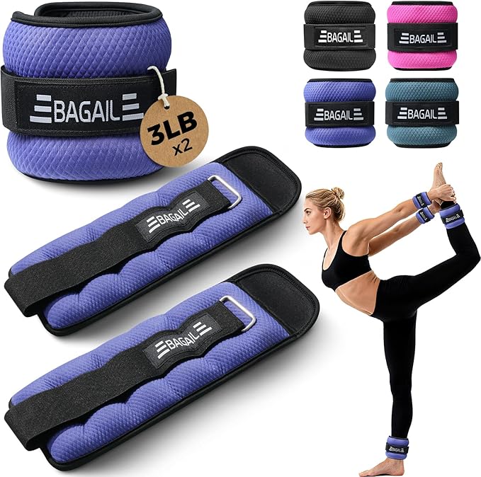 BAGAIL Ankle Wrist Weights for Women & Men, One Pair of 1/2/4/6/8/10 LBS Wearable Leg Arm Weights with Sleek Design & Secure Fit for Walking, Running, Pilates, Home Fitness & Physical Therapy