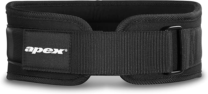 Apex by Marcy Contoured Weightlifting Belt with Flexible Foam Core, Durable Nylon Exterior, Adjustable Fit – Ideal for Strength Training, Deadlifting, Powerlifting, and CrossFit