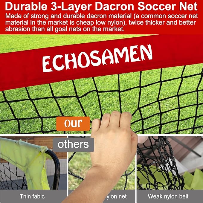 Kids Soccer Goals for Backyard, 2 of 6 x 4 ft Kids Soccer Goal Set Soccer Net with 10 Soccer Cones, Agility Ladder & Carry Bag, Portable Soccer Training Equipment.