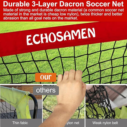 Kids Soccer Goals for Backyard, 2 of 6 x 4 ft Kids Soccer Goal Set Soccer Net with 10 Soccer Cones, Agility Ladder & Carry Bag, Portable Soccer Training Equipment.