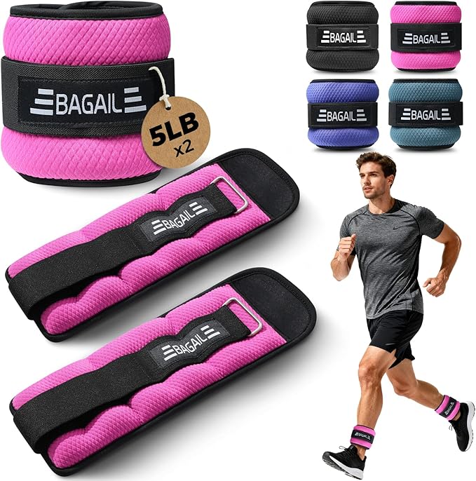 BAGAIL Ankle Wrist Weights for Women & Men, One Pair of 1/2/4/6/8/10 LBS Wearable Leg Arm Weights with Sleek Design & Secure Fit for Walking, Running, Pilates, Home Fitness & Physical Therapy