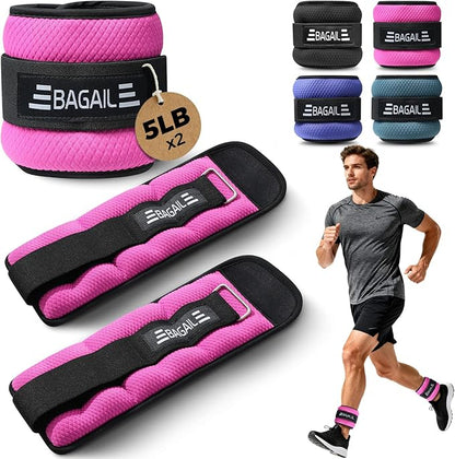 BAGAIL Ankle Wrist Weights for Women & Men, One Pair of 1/2/4/6/8/10 LBS Wearable Leg Arm Weights with Sleek Design & Secure Fit for Walking, Running, Pilates, Home Fitness & Physical Therapy