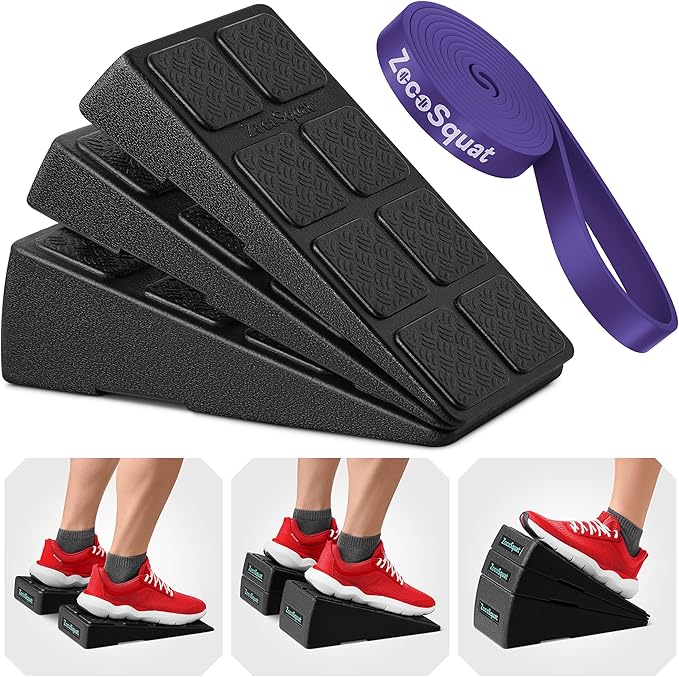 Squat Wedge Block Set of 3/5 - 960 LBS Capacity - Slant Board for Calf Stretching with 5 Stackable Angles - Calf Stretcher Slant Board - Workout Equipment - EPP Material for Exercise Equipment & Physical Therapy