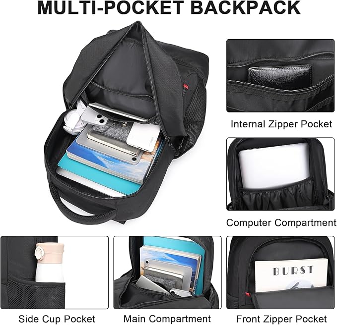 seyfocnia Gym Backpack for Men, Waterproof Sports Backpacks With Shoe Compartment Lightweight Workout Trainning Back Pack Casual Travel Daypack 21inch-Black