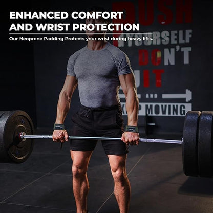 Lifting Straps for Weightlifting, Bodybuilding, Powerlifting, Strength Training, & Deadlifts - Padded Neoprene 21 inch Cotton Lifting Wrist Straps, Gym Wrist Straps for Weight Lifting