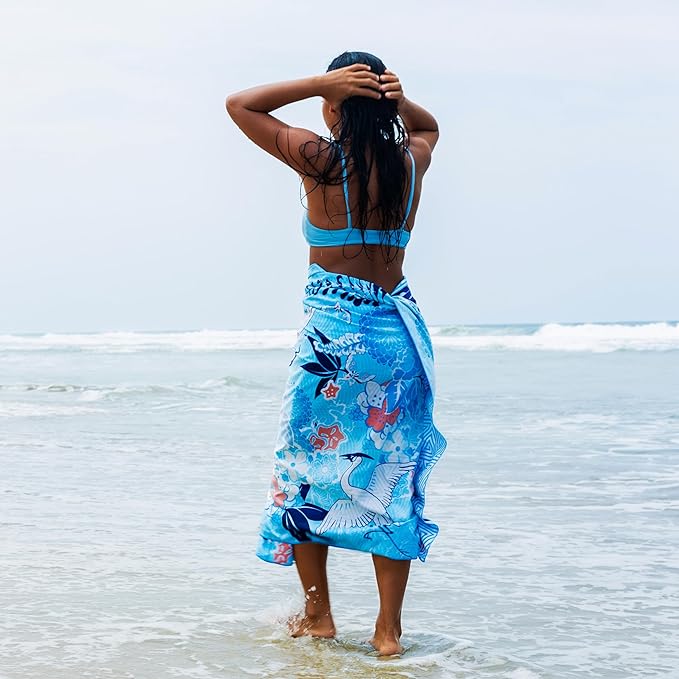 Quick Dry Towel Extra Large 78x35 Inch - Microfiber Beach Towel - Perfect for Beach, Travel, Swimming, Pool, Yoga, Hiking, Camping - Lightweight, Fast Drying, Compact for Adults (Kimono Blue)