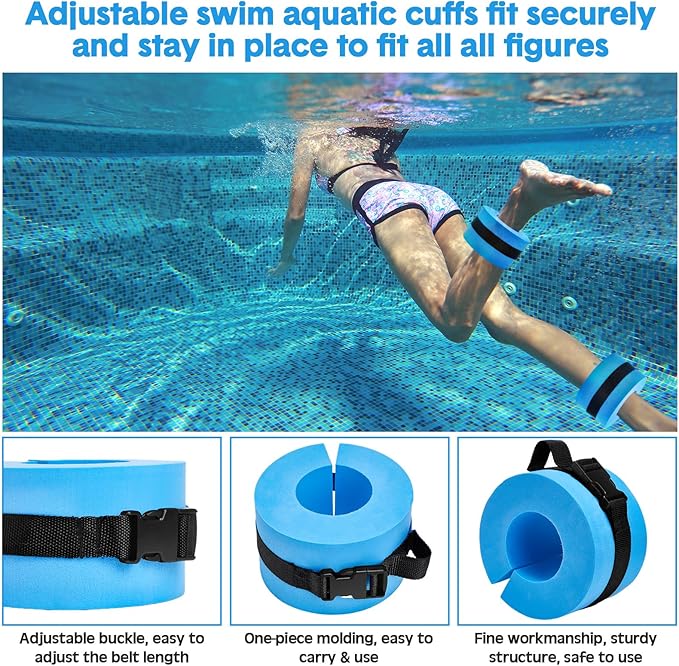 5 Pcs Pool Aquatic Exercise Set Including 2 Lightweight Water Dumbbells, 2 Ankle Swimming Weights, and Swim Belt Water Exercise Equipment for Aquatic Aerobics