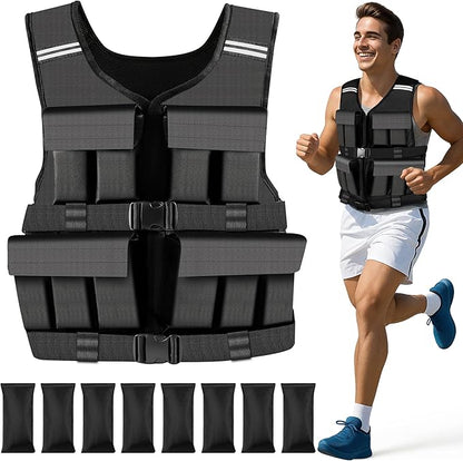 Adjustable Weighted Vest for Men Woman With Shoulder Pads 18lbs | 30lbs | 40lbs, Weight Vest For Walking, Rucking, Cross Training, Running, Muscle Building - Breathable, Comfortable, Washable