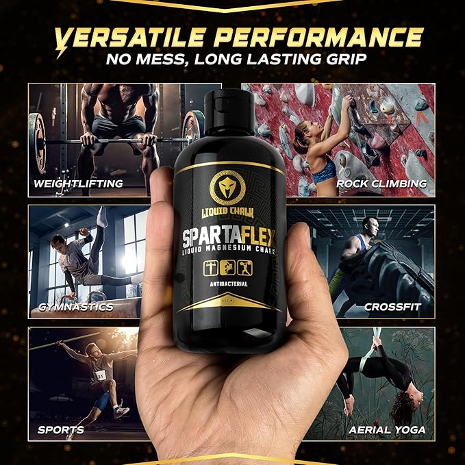 SpartaFlex 250ml Pro Liquid Chalk for Weightlifting Chalk, Rock Climbing, Gymnastics, Lifting Chalk, Hand Chalk for Weight Lifting, Gym Chalk for Powerlifting, Liquid Grip Liquid Chalk Climbing