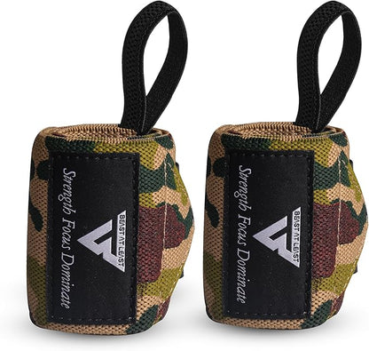 Weight Lifting Wrist Wraps – 18” Cotton Wrist Support with Thumb Loop – Gym Straps for Workout Powerlifting Weightlifting Fitness Strength Training, Stiff Wrist Straps