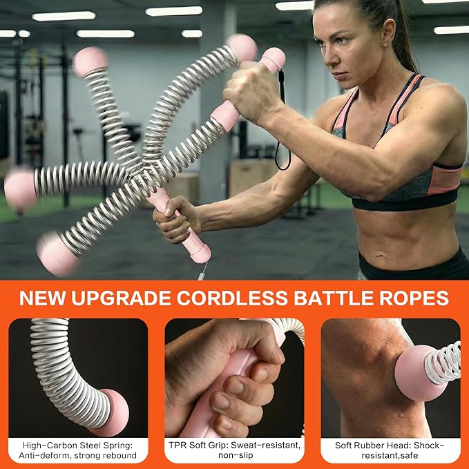 Ropeless Battle Ropes for Home Gym, Portable Cordless Weighted Battle Ropes with Storage Bag, High Calorie Burn for Men & Women, Fitness Equipment for HIIT & Low-Impact Aerobic Training