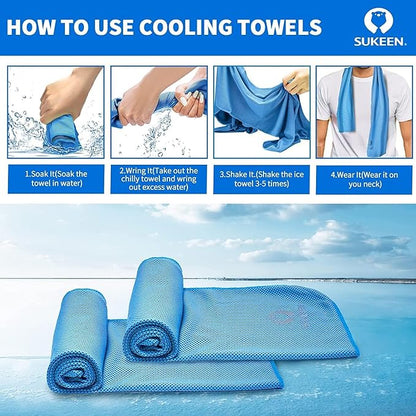 Sukeen 12 Pack Cooling Towels(40"x12"), Soft Breathable Quick-Drying Cooling Neck Wraps, Cooling Towels for Hot Weather,Microfiber Sweat Towel for Gym Sports Fitness Camping Hiking