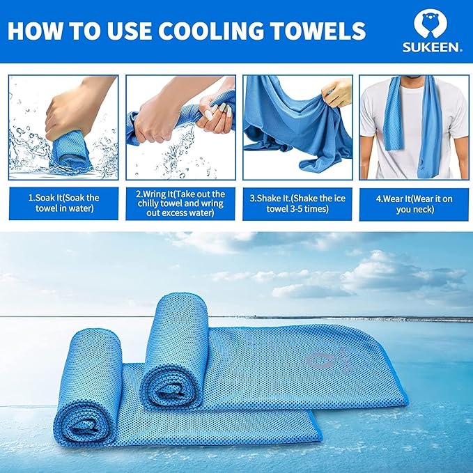 Sukeen Cooling Towels (40"x12"), Soft Breathable Cooling Towel for Neck and Face, Cooling Neck Wraps Sweat Towel for Gym, Sport, Running, Camping, Hiking, Fitness, Workout & More Activities