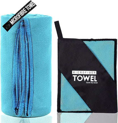 Microfiber Travel Towel, Soft Lightweight Quick Dry Towel, Super Absorbent Compact Travel & Sports & Beach Towels for Camping, Backpack, Gym, Swimming, Yoga, Hiking (XS:12"×24" -Ocean Blue)