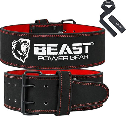 Beast Power Gear Weight Lifting Belts - Free Strap 4” Wide 10mm Thick for Weightlifting Bodybuilding Powerlifting Belt Superior Back Support Gym Belts for Men Women
