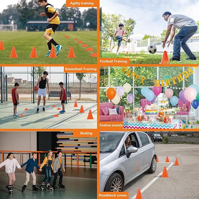 Soccer Cones Set, 84/42Pcs 7"/9" Cones Sports + Disc Cones, Cones for Sports with Carry Bag, Training Cones, Soccer Cones for Training, Plastic Soccer Cones for Drills