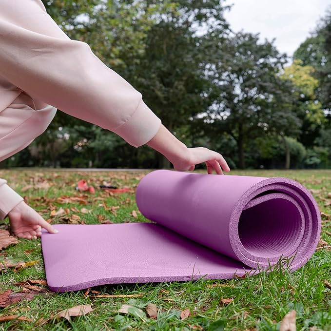 BalanceFrom 71x24 Inches Extra Thick Yoga Mat 1-Inch High-Density Foam – Roll-Up Exercise Pad with Double-Sided Non-Slip Surface and Carrying Strap for Pilates and Home Workouts, Multiple Colors
