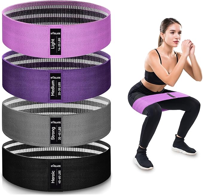Exercise Bands, 3 Levels Fabric Resistance Bands for Working Out, Workout Bands Resistance for Women & Men, Multi-Colored Fabric Booty Bands for Leg Strength Training, Rehab, Yoga