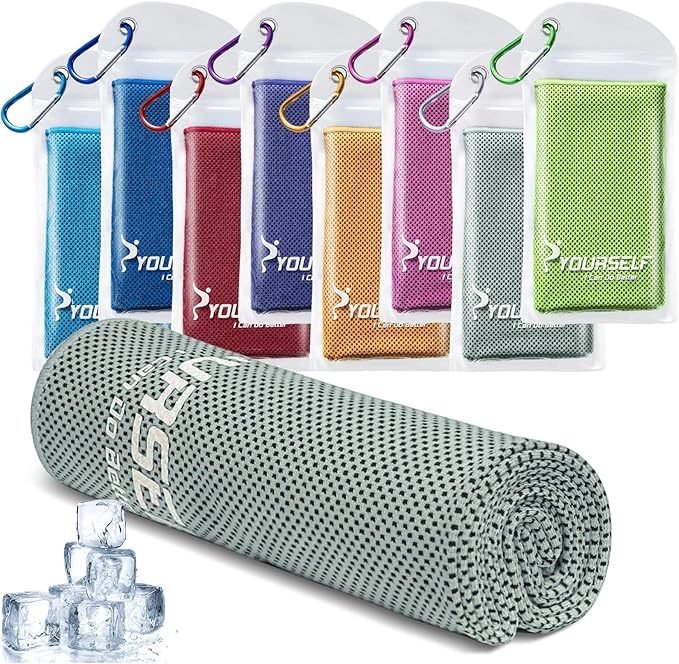 SYOURSELF Cooling Towel, Cooling Towels for Neck,40" x 12"Ice Towel for Instant Cooling Relief, Soft Breathable Chilly, Perfect Yoga, Golf, Sports, Gym, Workout, Athletes Towel (1PC-Grey)