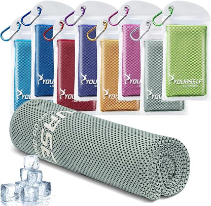 SYOURSELF Cooling Towel, Cooling Towels for Neck,40" x 12"Ice Towel for Instant Cooling Relief, Soft Breathable Chilly, Perfect Yoga, Golf, Sports, Gym, Workout, Athletes Towel (1PC-Grey)