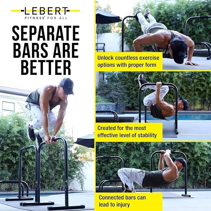 Lebert EQualizer Total Body Strengthener – Portable Dip Station for Full Bodyweight Training – Includes Hip Resistance Band & Online Coaching – Available in Standard & XL Sizes