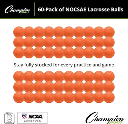 Champion Sports Lacrosse Balls – Official Size SEI Certified, Multi-Color Packs of 3, 6, or 12 for Practice & Games