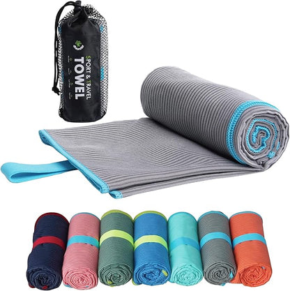 4Monster Microfiber Camping Towel - Quick Dry, Super Absorbent, Lightweight Travel Towel for Hiking, Beach, Gym, Backpacking, Yoga - Compact with Carry Bag (Grey, Medium(40.00" x 20.00"))