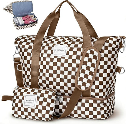 WOOMADA Weekender Bag for Women, Travel Duffel Bags with Shoe Compartment & Wet Pocket, Personal Item Bag for Airlines