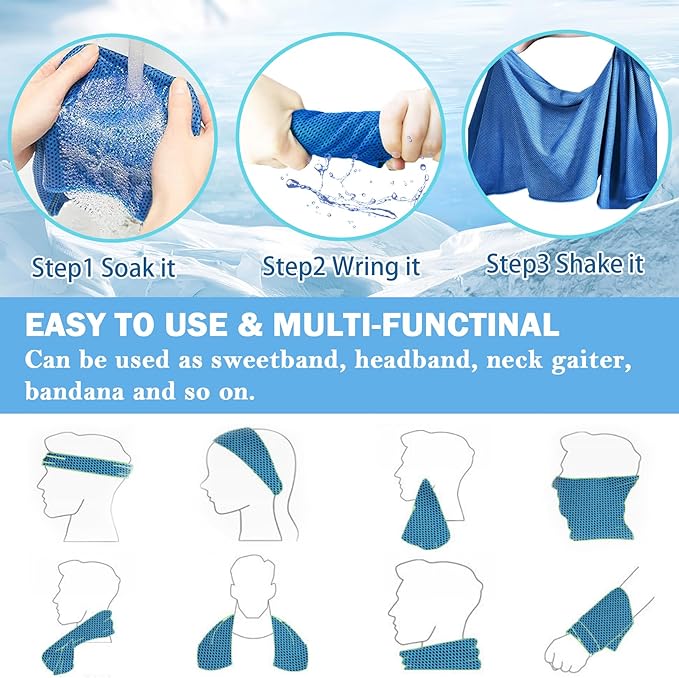 90Pack Cooling Towels for Neck and Face (40"x12"), Ice Microfiber Cooling Towels Bulk for Workout Cooling Neck Wraps Sweat Towels for Gym Yoga Golf Running Sport