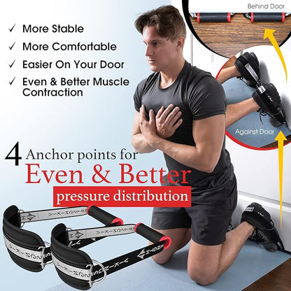 Vikingstrength VOL 2 Nordic Hamstring Curl with Extra Long Straps - Super Stability, Nordic Curl Home Equipment, glute, Hamstring, Speed and Exercise Handles, Ankle Straps and V-Strength Workout App