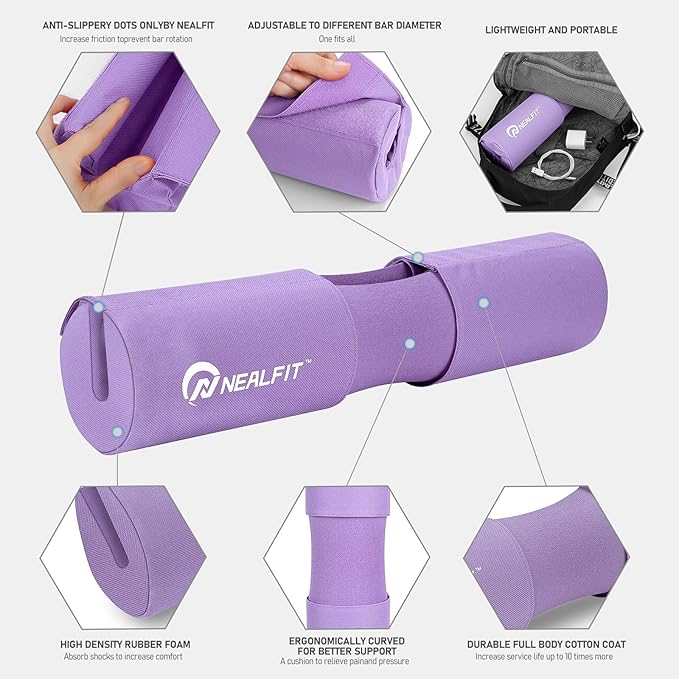 Barbell Squat Pad with Thick Nylon Padding, Hip Thrust Pad for Squats, Lunges, Neck Shoulder Squat Pad for Olympic or Standard Bars