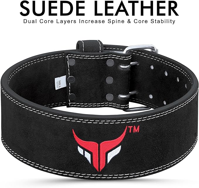 Mytra Fusion Weight Lifting Belt Double Prong Buckle Power Lifting Belt Leather Weightlifting Belt for Training Gym Workout