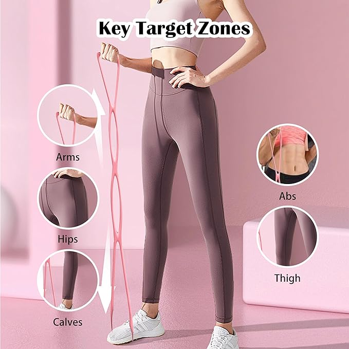 4 Ring Adjustable Loop Resistance Bands for Working Out Walk at Home，Workout Bands Exercise Stretch Band for Women&Men Fitness, Yoga, Pilates-Non-Slip, Home/Gym Use