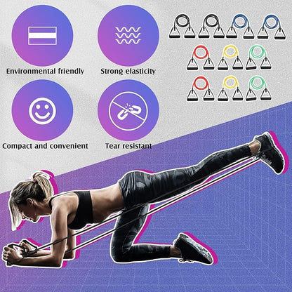 Shappy 20 Pcs Resistance Bands with Handles Exercise Tube from 5 to 50 Pounds Resistance Tubes with Handles Workout Stretch Bands for Exercise Physical Therapy Workouts Fitness