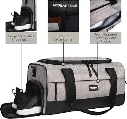 Vooray 23L Boost Duffle Bag – Small Gym Bag for Women and Men with Shoe Compartment, Durable Sports Tote and Travel Duffel for Training, Overnight and Weekend Trips - Herringbone