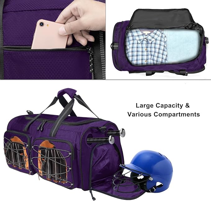 MOSISO Baseball Bat Bag, Large Capacity Catchers Gear Duffle Bag with Shoe Compartment&Adjustable Shoulder Strap&Handle for Training Gear Sports Gym Equipment