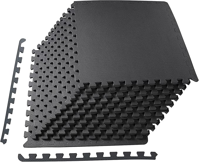 BalanceFrom Puzzle Exercise Mat 1/2" Thick, EVA Interlocking Foam Floor Tiles for Home Gym, Mat for Home Workout Equipment, Floor Padding for Kids, Multiple Sizes and Colors