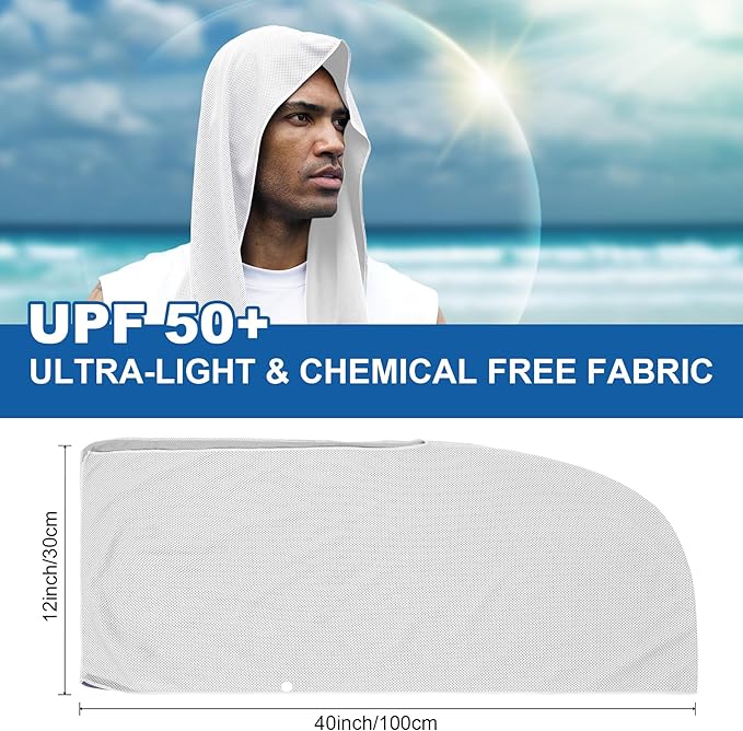 Sukeen Cooling Hoodie Towel, Cooling Towels for Neck and Face Quick Drying Absorbent, UV Protection Cooling Neck Wraps, Sport Workout Camping Cycling Cooling Towel