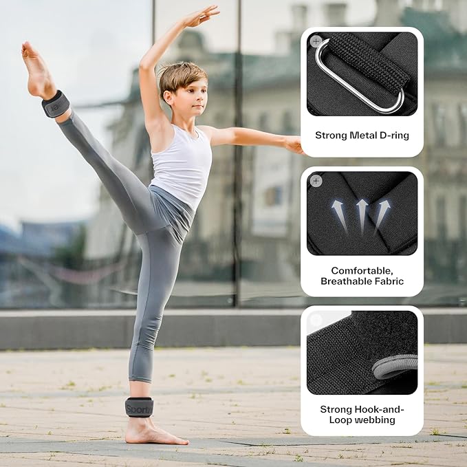 Sportneer Ankle Weights 0.5/1/2/3/5 LBS 1 Pair Wrist Leg Arm Weights for Women Men Kids Child with Adjustable Straps, Strength Weighted for Jogging Running Walking Fitness Gym Workout