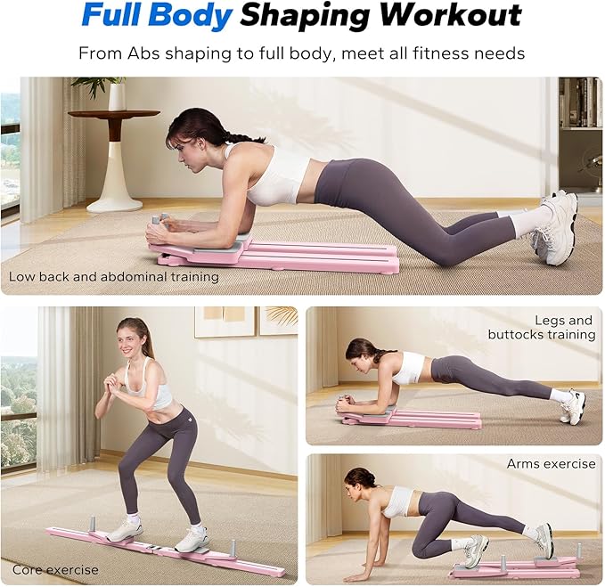 MERACH Pilates Board, Multifunctional Abdominal Plate, Detachable Ab Trainer Machine with Anti-Slip and Quiet Design, Portable Pilates Reformer for Core Workouts, Home Gym Equipment for Women