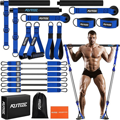 Pilates Bar Kit with Resistance Bands, Heavy Duty Pilates Equipment for Men, Training Bands with Handles for Legs, Hip, Back, Arm, Abs, Chest, Shoulders, Portable Home Gym Workout Equipment