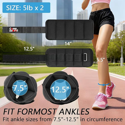 Adjustable Ankle Weights, 2 3 5 lb 1 Pair Strength Training Wrist Leg Arm Weights for Women, Men, Weighted Ankle Weight Set with Removable Sandbags for for Gym, Fitness Workout, Running Lifting