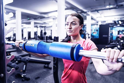 Barbell Pad Squat Bar Foam Neck Cushion - for Hip Thrusts - Fits Olympic Weight Lifting Bar - Fixing Straps for Non Slip Fit (Cool Blue)