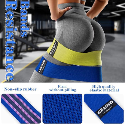 Resistance Bands Set, Exercise Bands with Non-Slip Design for Hips & Glutes, 3 Levels Workout Bands for Women and Men, Booty Bands for Home Fitness, Yoga, Pilates